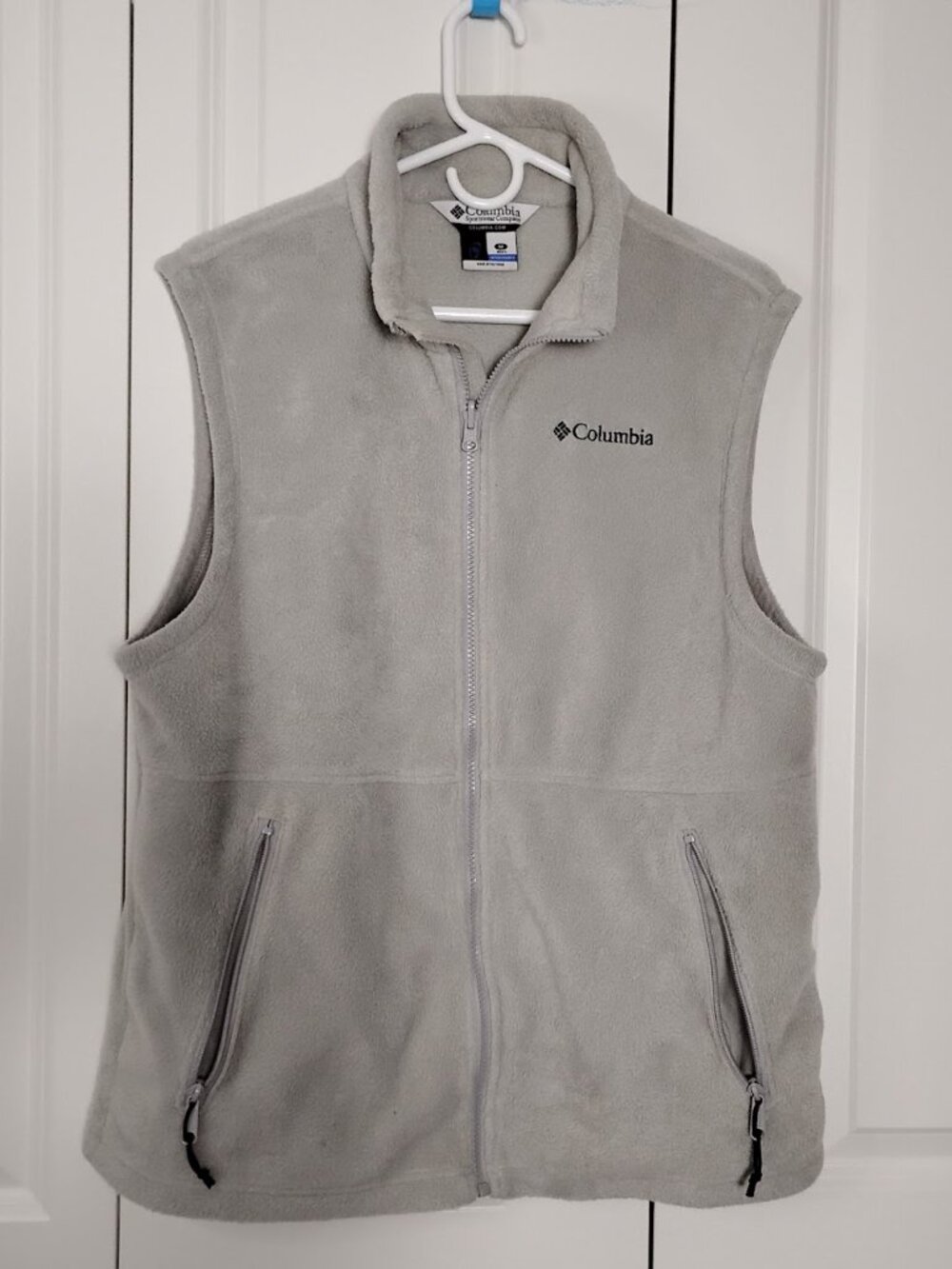 Columbia Men's Light Grey Sleeveless Full-Zip Fast Trek Fleece Vest Size M
